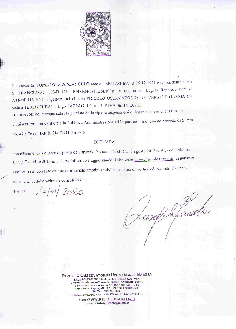 Documento trasparenza